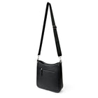 Nicci - Sac à bandoulière zippé de taille moyenne avec sangle web - Noir-Poche frontale zippée