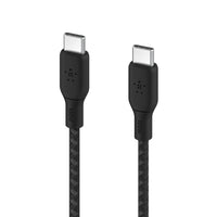 Belkin - Câble double tressage 100 W USB-C BoostCharge - 2,1 m (6,6') - Noir-Ce cordon USB-C vers USB-C est disponible en noir ou blanc et a été conçu pour durer, avec une tête de câble en aluminium anodisé durable et une conception de câble en nylon à double tresse qui a été testée pour sa résistance à plus de 25 000 plis et 10 000 branchements.