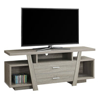 Monarch Specialties - 2721 Meuble Tv - 60 po L/Taupe Fonce Et 2 Tiroirs De Rangement-Taille dââ‚¬â„¢écran : jusquââ‚¬â„¢à 60 po