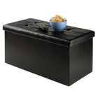 Winsome - Pouf Ashford 15 po x 29,9 po avec espace de rangement, similicuir, noir (20627)-Coté pour une capacité de jusqu'à 200 lb