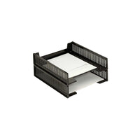 Korr - Plateau empilable à chargement à l'avant, format lettre, noir-Plateau empilable à chargement à l'avant, fait de plastique solide résistant aux chocs