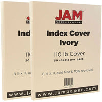 Jam Paper, Papier pour cartes d'index Vellum Bristol, 8 1/2 po x 11 po, ivoire, paq./100-Ivoire