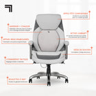 Sharper Image - Fauteuil de massage lombaire actif S-600 - 27 3/4 po l x 30 po P x 45 1/4 po à 48 1/4 po H - Blanc-Roulettes de mobilité multisurfaces à deux roues