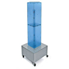 Azar Displays – Tour d’affichage à panneaux perforés emboîtables sur 4 côtés à roulettes, 40 x 8 x 8 po, bleu (703386-BLU)-Pivote sur une base en métal à roulettes