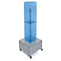 Azar Displays – Tour d’affichage à panneaux perforés emboîtables sur 4 côtés à roulettes, 40 x 8 x 8 po, bleu (703386-BLU)-Pivote sur une base en métal à roulettes
