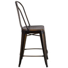 Flash Furniture – Tabouret de comptoir de 24 po avec dossier, pour intérieur, métal vieilli, cuivré (ET353424COP)-Dossier courbé avec latte verticale