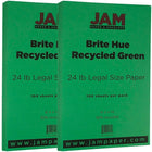 JAM Paper Papier recyclé de couleur vive, 8 1/2 x 14 po, vert, 200/paquet-Vert