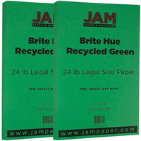 JAM Paper Papier recyclé de couleur vive, 8 1/2 x 14 po, vert, 200/paquet-Vert