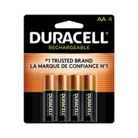 Duracell - Piles Rechargeables AA - paquet de 4-PUISSANCE LONGUE DURÉE ENTRE LES RECHARGES - La pile rechargeable Duracell double A est conçue pour être utilisée dans les appareils tels que les manettes de jeu vidéo, les dispositifs électroniques sans fil, les interphones de surveillance et plus encore