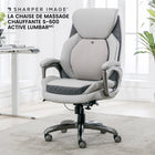 Sharper Image - Fauteuil de massage lombaire actif S-600 - 27 3/4 po l x 30 po P x 45 1/4 po à 48 1/4 po H - Blanc-Accoudoirs sculptés élégants et durables avec des coussinets doux comme un oreiller