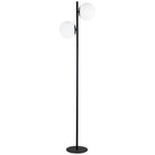 Dainolite - Lampe sur pied à incandescence contemporaine Folgar, 2 lumières, noir mat et verre opale blanc-Noir