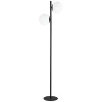 Dainolite - Lampe sur pied à incandescence contemporaine Folgar, 2 lumières, noir mat et verre opale blanc-Noir