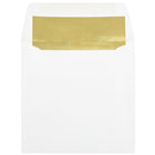 JAM Paper Enveloppes carrées avec revêtement intérieur et fermeture gommée, 6 x 6 po, blanc avec intérieur doré, paq./100-Blanc avec intérieur doré