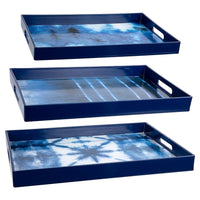 CTG – Ensemble de plateaux de service décoratifs, ensemble de 3, bleu-Ensemble: livré dans un ensemble de 3 plateaux, chacun de taille et de couleur différentes