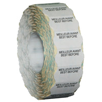 Meto – Étiquettes blanches Meilleur avant/Best Before 822, 1 ligne, 1500/RL, 14 rouleaux/paq-Bords ondulés conçus pour attirer l’attention du client