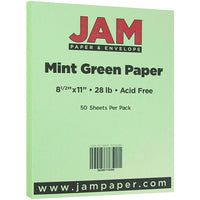 JAM Paper Papier mat, 8,5 x 11 po, 28 lb, vert menthe, 50/paquet (16732385)-Papier de format lettre de 8,5 x 11 po
