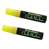 JAM Paper Marqueurs de craie effaçables à pointe géant, Jaune fluo, 2/paquet (526481NYa)-Couleur :  Jaune fluo