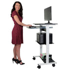 Luxor – Poste de travail debout ajustable (STAND-WS30) à trois tablettes, noir/blanc-Bois noir et métal gris