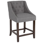 Flash Furniture – Tabouret de comptoir 24 po, de style transitionnel série Carmel, fini noyer, tissu gris foncé -À la hauteur de comptoir