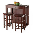 Winsome – Ensemble gagne-place Fremont, chariot de cuisine avec 2 tabourets, noyer (94331)-Abattant qui double la grandeur de la table