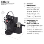 Keurig – Cafetière et machine à latte et cappuccino une tasse à la fois K-Café, charbon-Grand réservoir d'eau de 1,77 l (60 oz) : Permet de préparer 6 tasses avant d'avoir à les remplir à nouveau, ce qui vous fait gagner du temps et simplifie votre routine matinale. Réservoir amovible facilitant le remplissage du réservoir