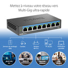 D-Link - Commutateur non géré multi-Gigabit 8 ports de D-Link-Le contrôle de flux aide à minimiser les paquets perdus pour une connexion plus fiable