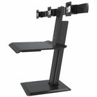 Rocelco - Station de travail à trois moniteurs à hauteur réglable avec port de charge USB - Noir-Bureau de 27,25 po l x 19,75 po p avec réglage de la plage verticale amélioré de 1,5 po à 19 po