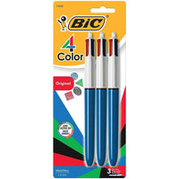 BIC - Stylos à bille à 4-Color rétractables – 1,0 mm – paquet de 3-Très pratique - 4 couleurs en un seul stylo