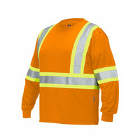 Forcefield - T-shirt de sécurité à manches longues, orange, grand-Polyester de couleur orange