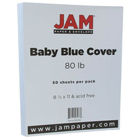 JAM Paper, Papier cartonné mat, 8,5 x 11 po, 100lb, bleu poudre, 50/paquet (5155792)-Bleu poudre