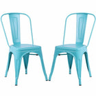 Plata Import - Tolix Fauteuils métalliques sans bras - Turquoise - paquet de 2-Chaise de salle à manger du milieu du siècle
