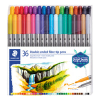 Staedtler - Stylos à pointe fibre bicolore - paquet de 36-Pointe moyenne et fine pour colorier et dessiner