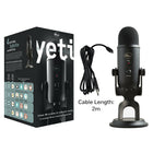 Logitech Blue Yeti USB Condenser Microphone - Blackout-Positionable design: Pivot the mic in relation to the sound source to optimize your sound quality thanks to the adjustable desktop stand and track your voice in real time with no-latency monitoring
