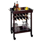Winsome – Chariot-bar, dessus miroir, support à vin, Espresso-Le chariot à vin à roulettes peut tenir jusqu’à 10 bouteilles de vin dans sa partie supérieure