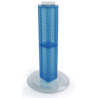 Azar Displays – Présentoir rotatif de comptoir à panneaux perforés sur 4 côtés, 24 x 4 x 4 (po), bleu translucide (700222-BLU)-Présentoir à panneaux perforés emboîtables sur 4 côtés et base rotative en plastique transparent de 14 1/2 pouces de diamètre