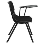 Flash Furniture - Chaise coquille ergonomique rembourrée noire avec accoudoir-tablette rabattable pour gauchers-Capacité de poids de 880 lb