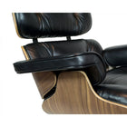 Nicer Furniture - ensemble chaise longue et ottoman moderne classique - noir/noyer-8 épaisseurs de coque en bois d'ingénierie séchée au four à grain croisé pour éviter le gauchissement et la fissuration