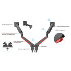 ShoppingAll - Support de bureau pour moniteur de jeu, entièrement réglable, à ressort à gaz, rouge-La tête VESA peut s'incliner de +90° à -85°, pivoter de 180°, tourner de 360° et se régler en hauteur grâce à un puissant bras pneumatique à ressort à gaz.