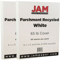 JAM Paper - Papier cartonné recyclé blanc, 65 lb, 8 1/2 x 11 po, 2 paquets de 50 feuilles (171114g)-Parchemin blanc