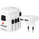 SKROSS - Pro Adaptateur de Voyage Monde - Blanc-Permet d'utiliser en toute sécurité des appareils puissants tels que des ordinateurs portables ou des sèche-cheveux