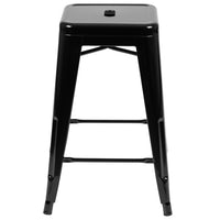 Flash Furniture Tabouret De Bar 24" - Empilable-Noir - Paquet De 4 (4ET3132024BKR)-Tabouret industriel moderne en métal noir