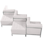 Flash Furniture – Mobilier modulaire HERCULES Imagination, chaises et pouf, cuir blanc, 5 modules (ZBIMAGSET5WH)-Cuir reconstitué blanc