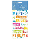 MillBrook Papier de soie avec motif imprimé, Motif Happy Birthday, 5 feuilles par paquet, caisse de 12 (93068)-Papier de soie