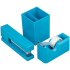 JAM Paper - Desk Trio agrafeuse, distributeur de ruban adhésif et porte-stylo - Bleu-Couleur : bleu vif