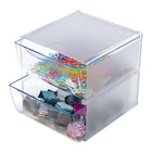 Deflecto Cube range-tout empilable à 2 tiroirs - 2 compartiments - transparent (350101)-Cube modulaire à 2 compartiments sécurisé par des attaches en métal pour créer un système de rangement personnalisé