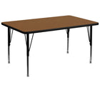 Flash Furniture – Table d’activités rectangle 36 x 72 po, stratifié haute pression 1,25 po, pattes préscolaires réglables, chêne-Chêne laminé