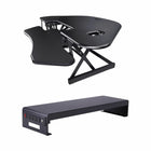 Rocelco - Élévateur de bureau d'angle réglable assis/debout de 46 po avec support pour double écran - Noir-Aucun assemblage requis pour CADR
