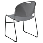 Flash Furniture - Chaise ultra-compacte empilable grise de la série HERCULES avec cadre enduit de poudre noire-Dossier et siège en plastique gris aux contours ergonomiques