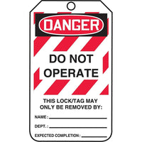 Accuform Signs - Étiquettes De Verrouillage, Plastique, 3-3/8po La X 5-7/8po H, Anglais, paquet de 25-Hauteur 5-7/8po