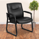 Flash Furniture – Fauteuil d’appoint de direction HERCULES à pattes traîneau, capacité de 500 lb, cuir noir (GO2136)-Le siège en cascade réduit la tension des jambes